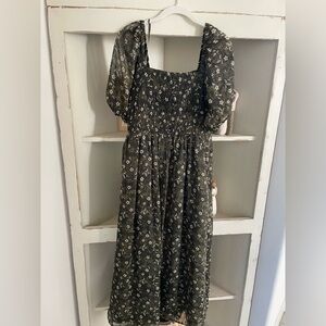 Floral Olive Green Dress